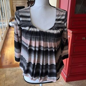 Striped Women's Top - Black, Gray, Pink